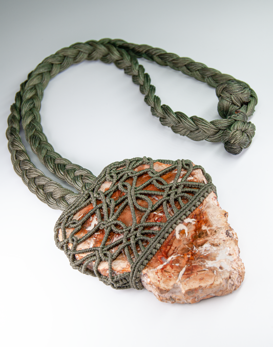 Abnormally Large Petrified Wood Pendant – Handmade Earth Energy Necklace