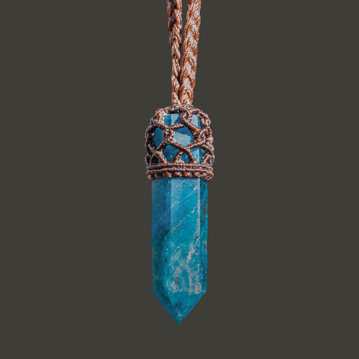 Mini Apatite Point Necklace – Handmade Throat Chakra Pendant