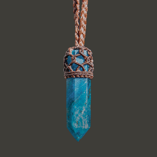 Mini Apatite Point Necklace – Handmade Throat Chakra Pendant