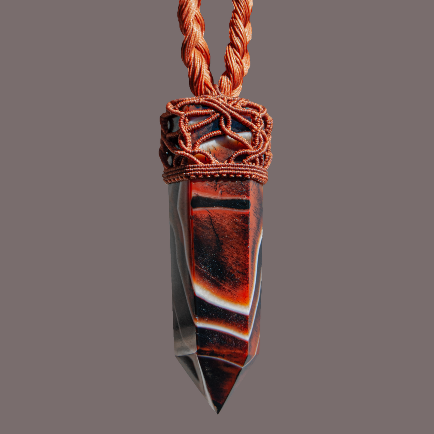 Warrior’s Heart Sardonyx Necklace – Handmade Grounding Power Pendant