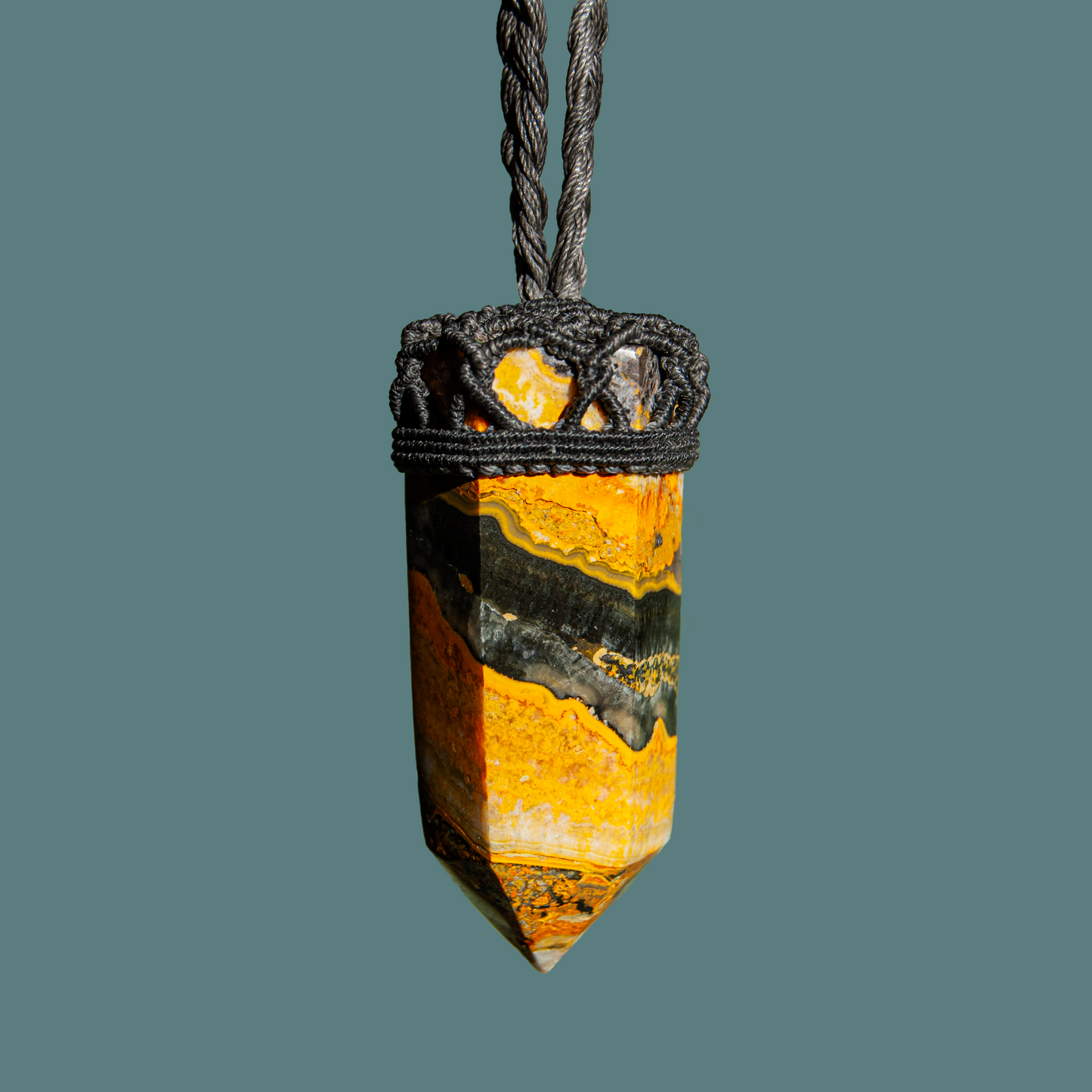 Bumblebee Jasper Grounding Pendant – Handmade Statement Necklace