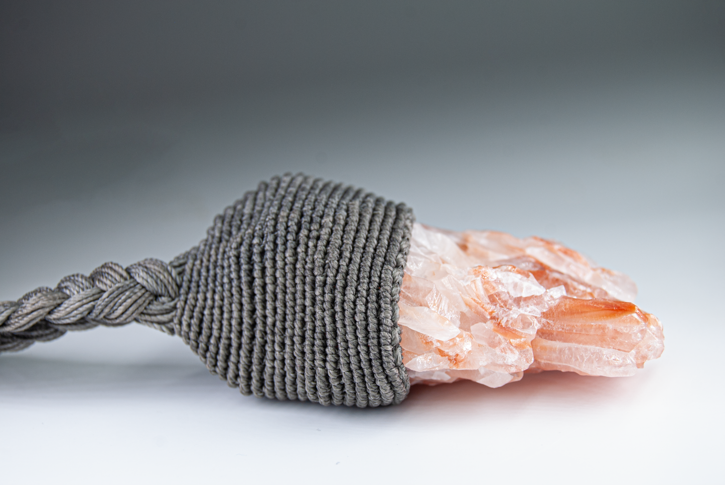 Raw Red Calcite Statement Necklace – Artisan Handmade Macramé Pendant