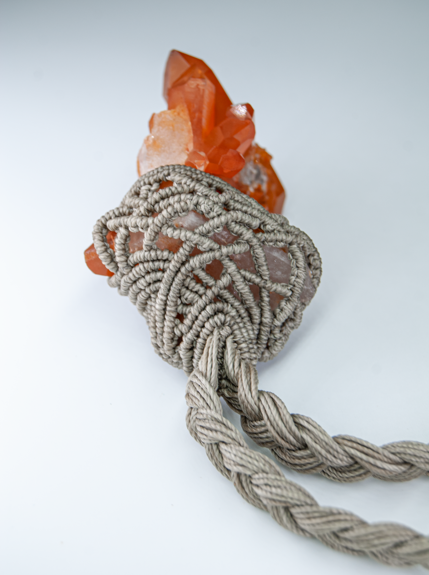 Fireborn Tangerine Quartz Cluster Pendant – Handmade Energetic Statement Talisman