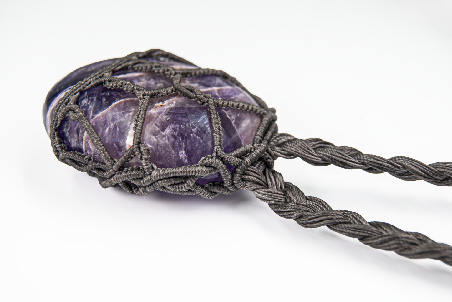 Crown Awakening Amethyst Necklace – Unique Handmade Macramé Pendant