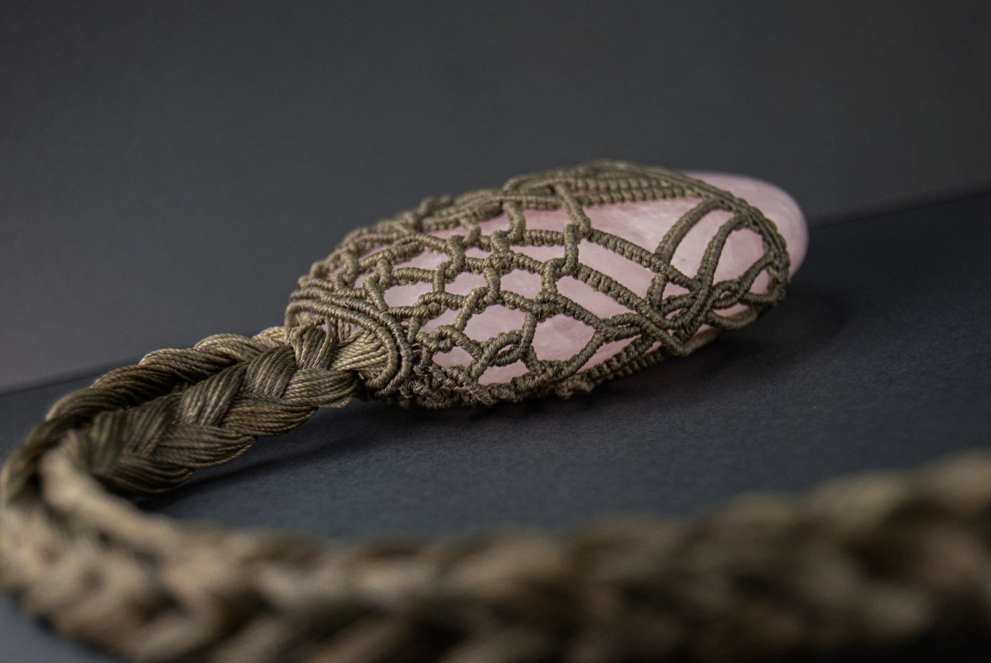 Divine Love Rose Quartz Pendant – Unique Handmade Healing Necklace