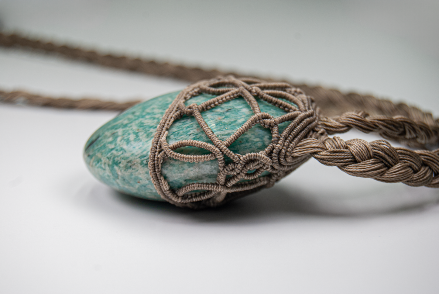 Soul Expression Amazonite Necklace – Handmade Heart and Throat Chakra Pendant