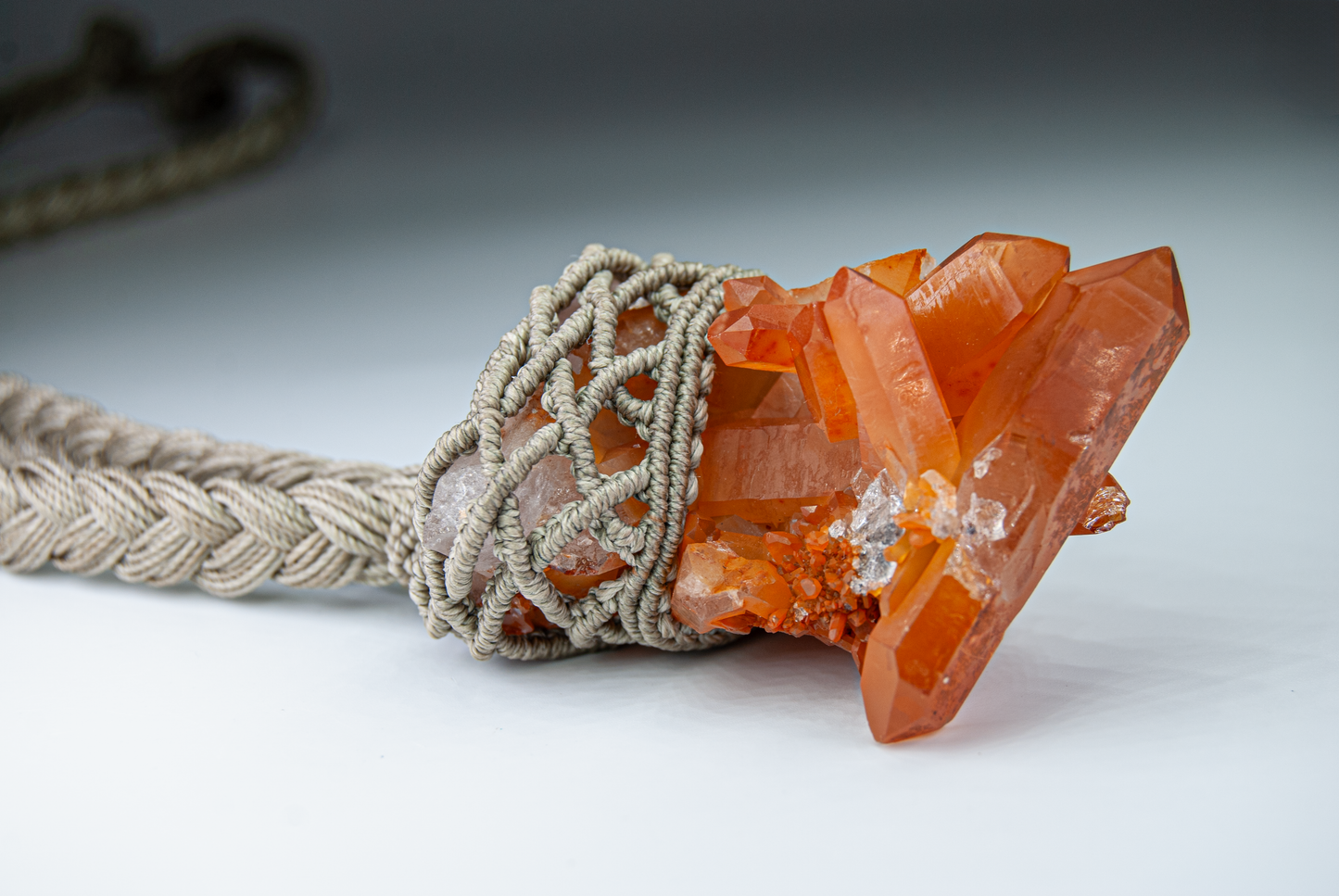 Fireborn Tangerine Quartz Cluster Pendant – Handmade Energetic Statement Talisman