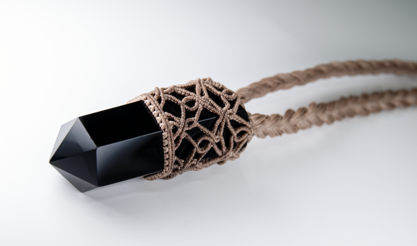 Dark Mirror Obsidian Necklace – Handmade Grounding Power Pendant