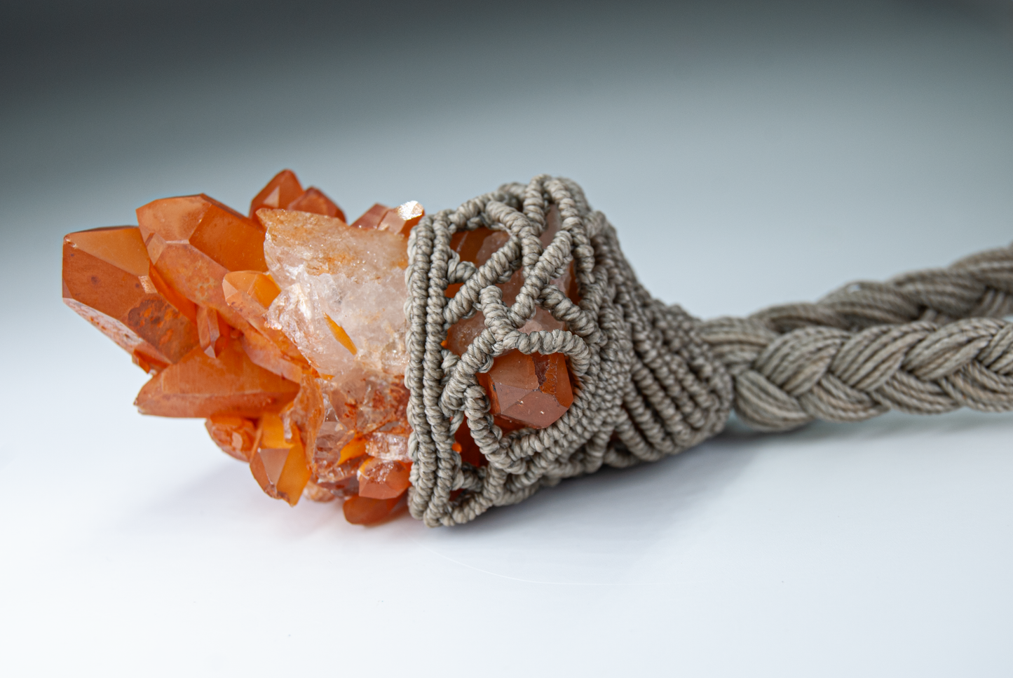 Fireborn Tangerine Quartz Cluster Pendant – Handmade Energetic Statement Talisman