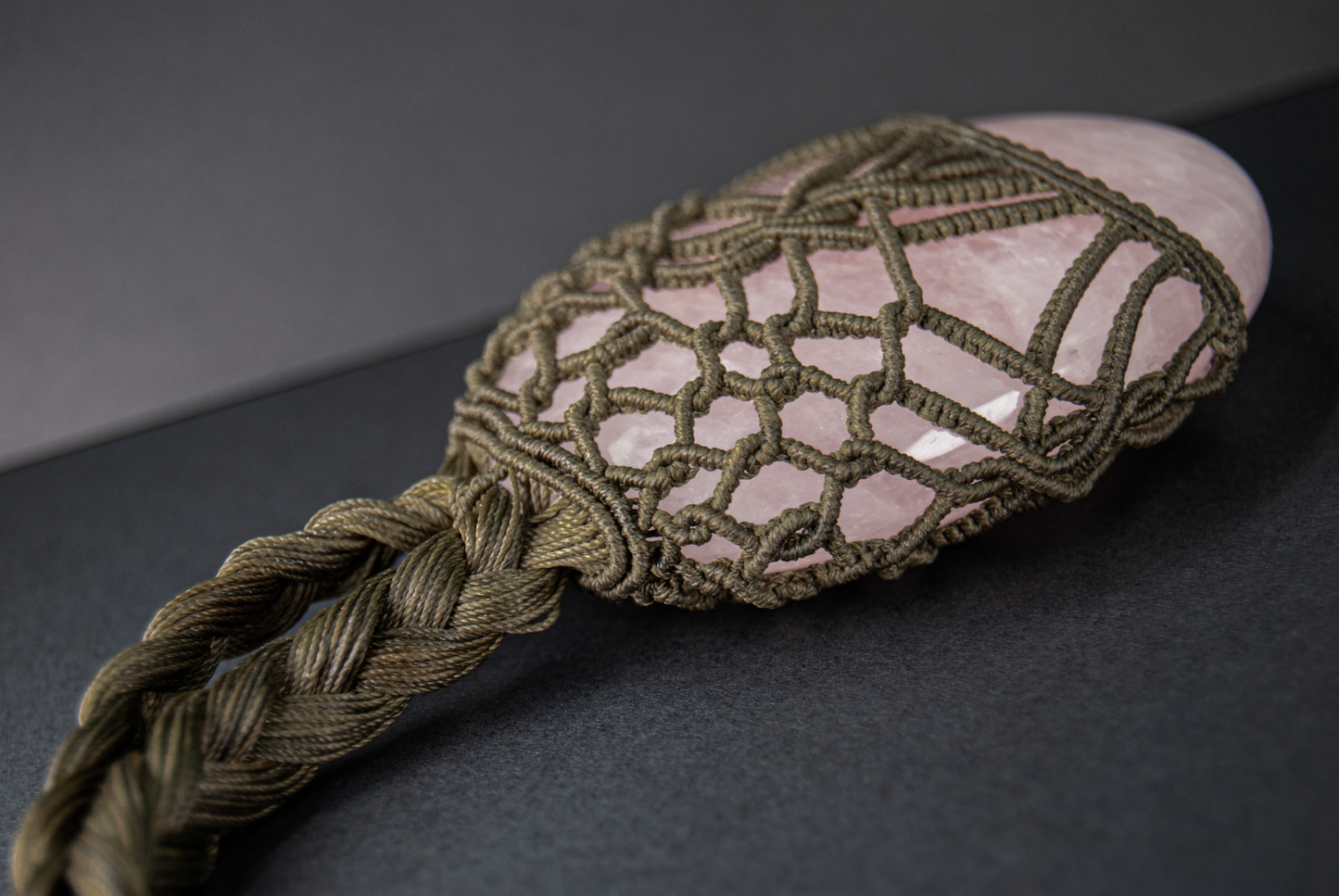 Divine Love Rose Quartz Pendant – Unique Handmade Healing Necklace