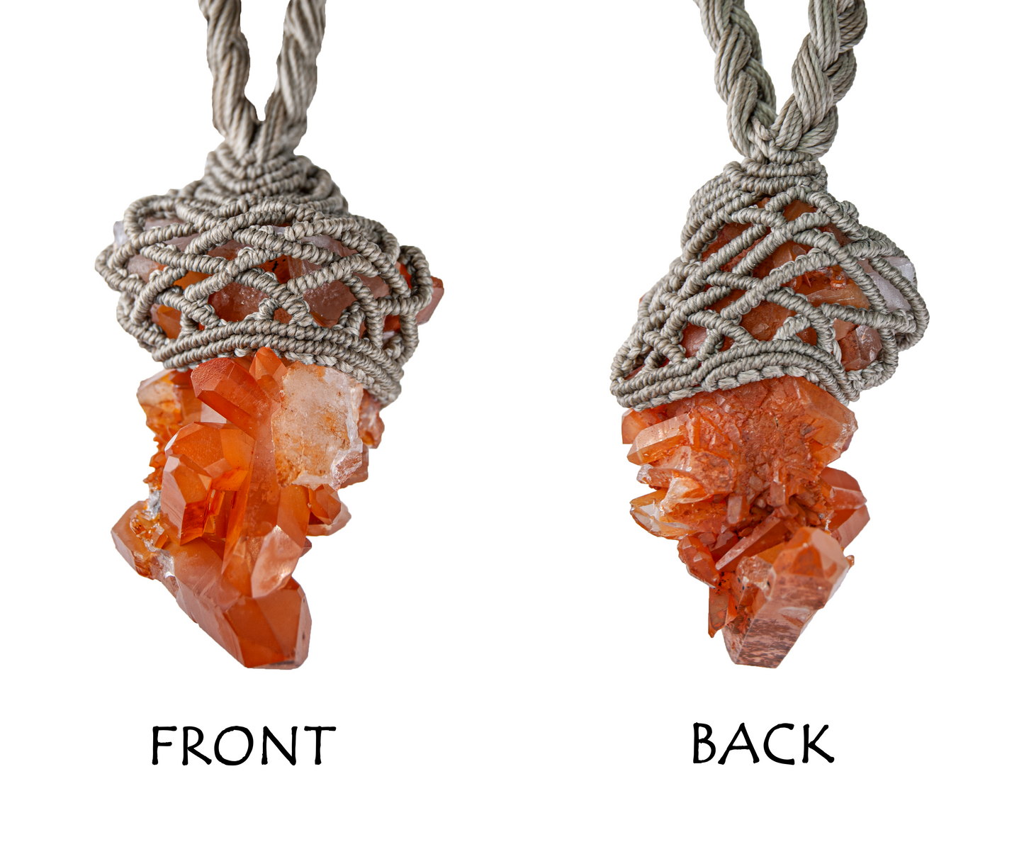 Fireborn Tangerine Quartz Cluster Pendant – Handmade Energetic Statement Talisman