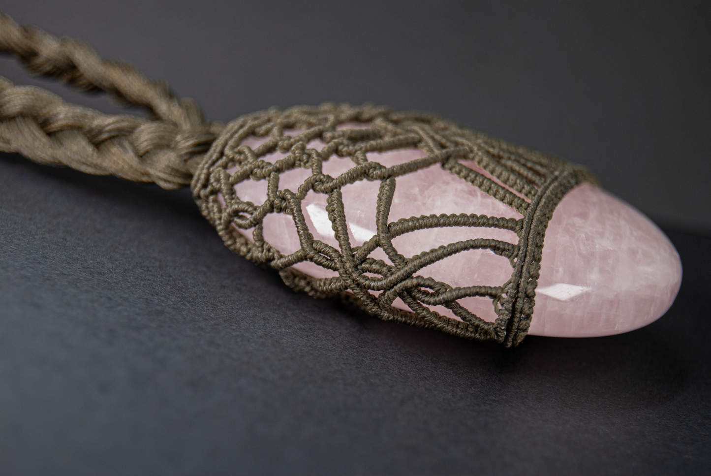 Divine Love Rose Quartz Pendant – Unique Handmade Healing Necklace