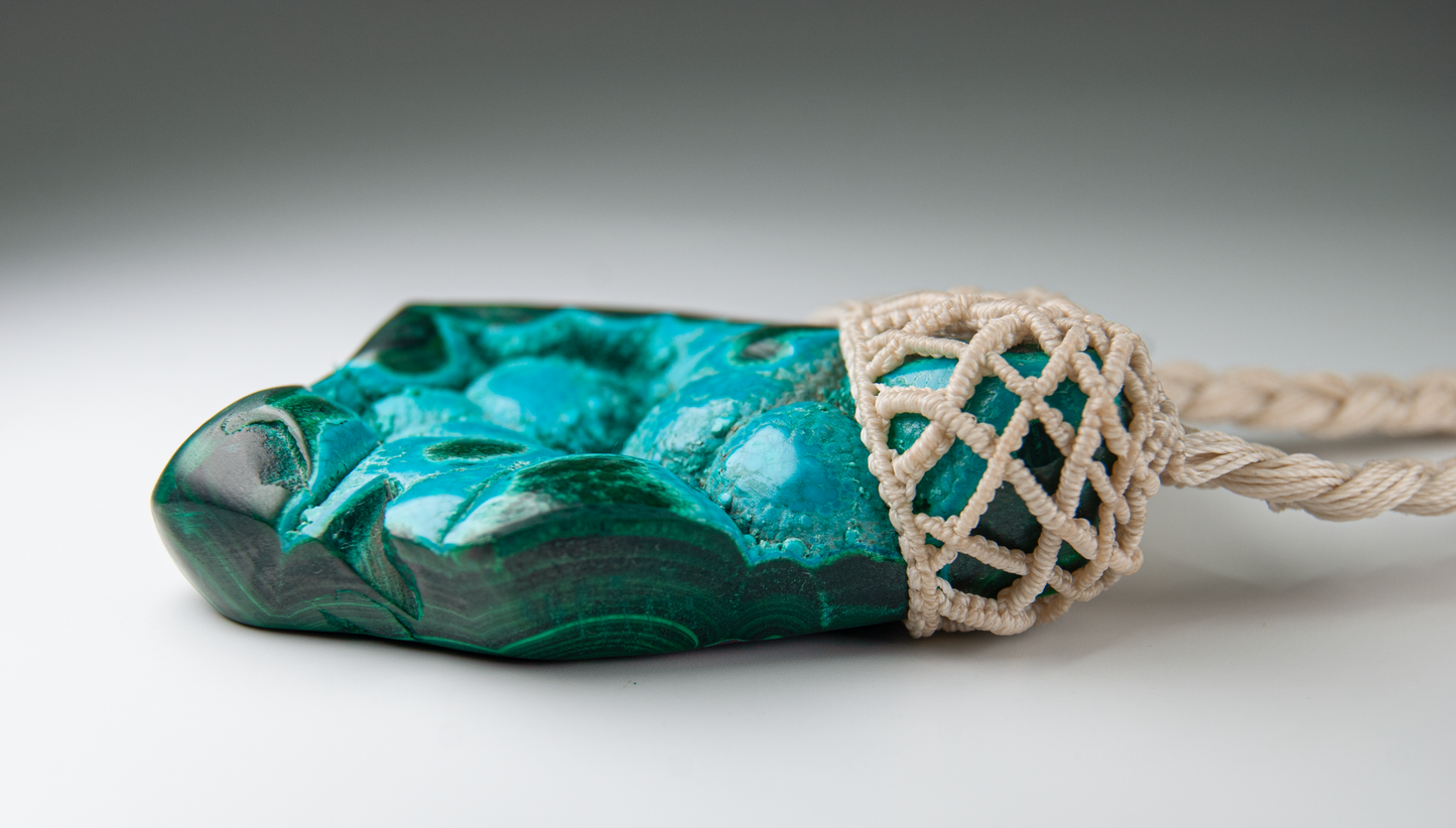 Tranquil Power Chrysocolla Malachite Pendant – Handmade Emotional Healing Necklace