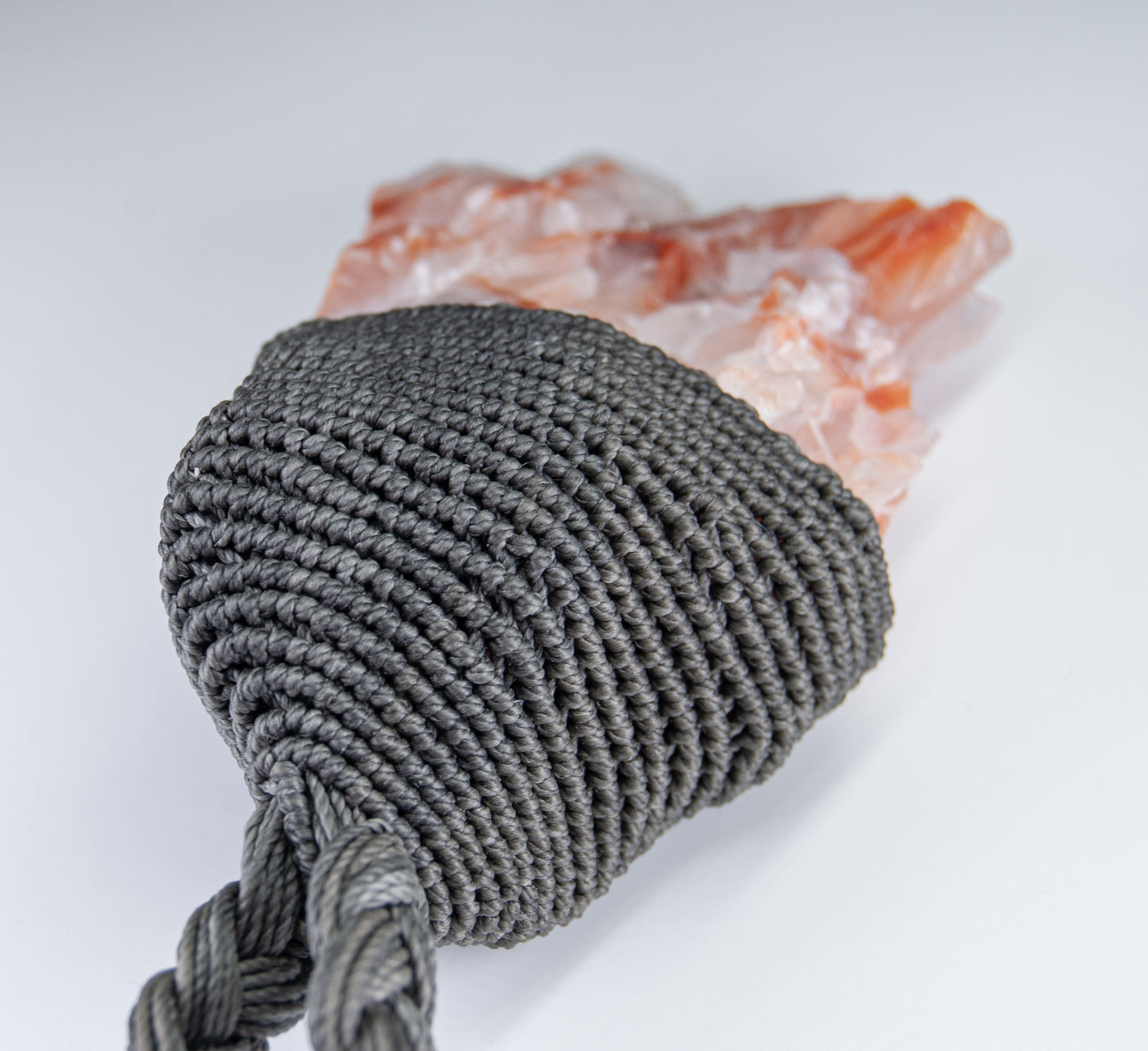 Raw Red Calcite Statement Necklace – Artisan Handmade Macramé Pendant