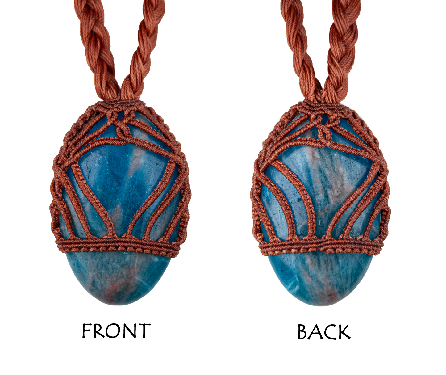 Throat Chakra Apatite Necklace – Handmade Healing Macramé Pendant
