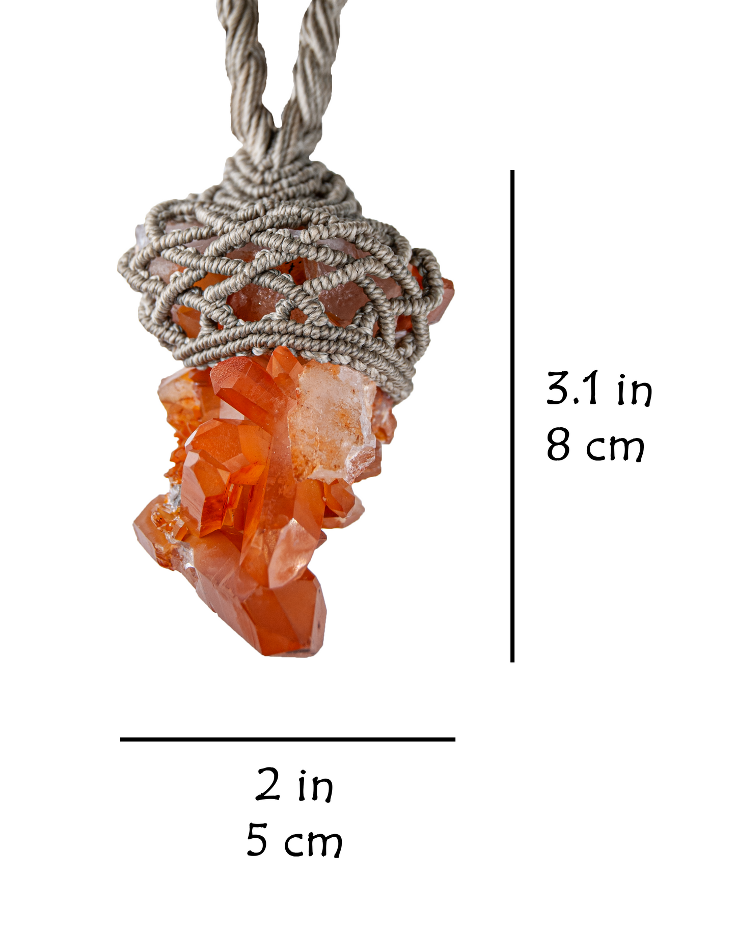 Fireborn Tangerine Quartz Cluster Pendant – Handmade Energetic Statement Talisman
