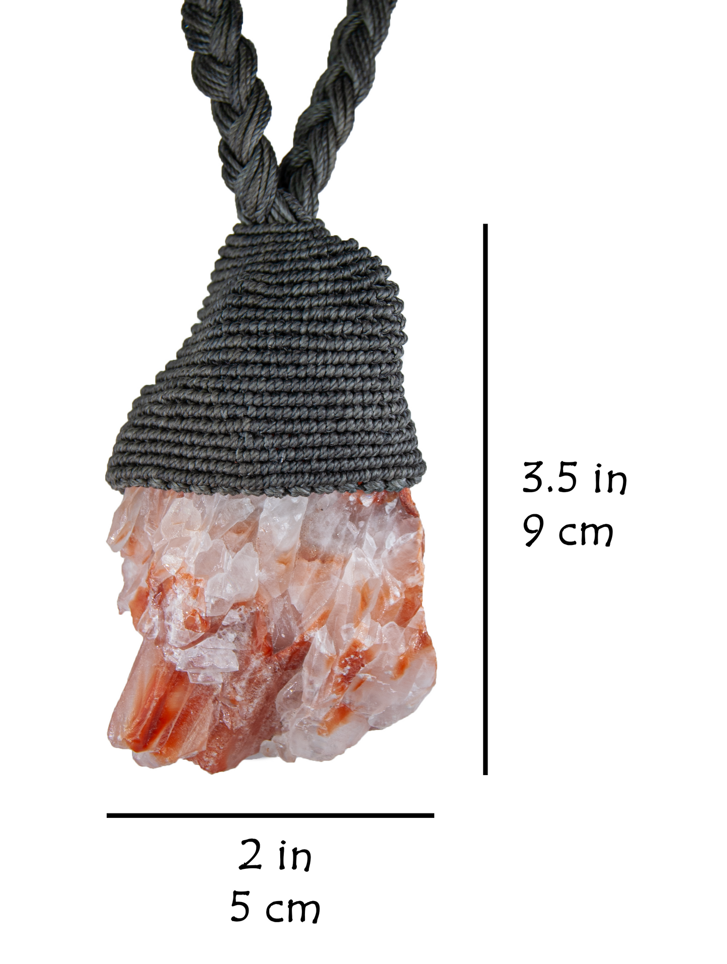 Raw Red Calcite Statement Necklace – Artisan Handmade Macramé Pendant