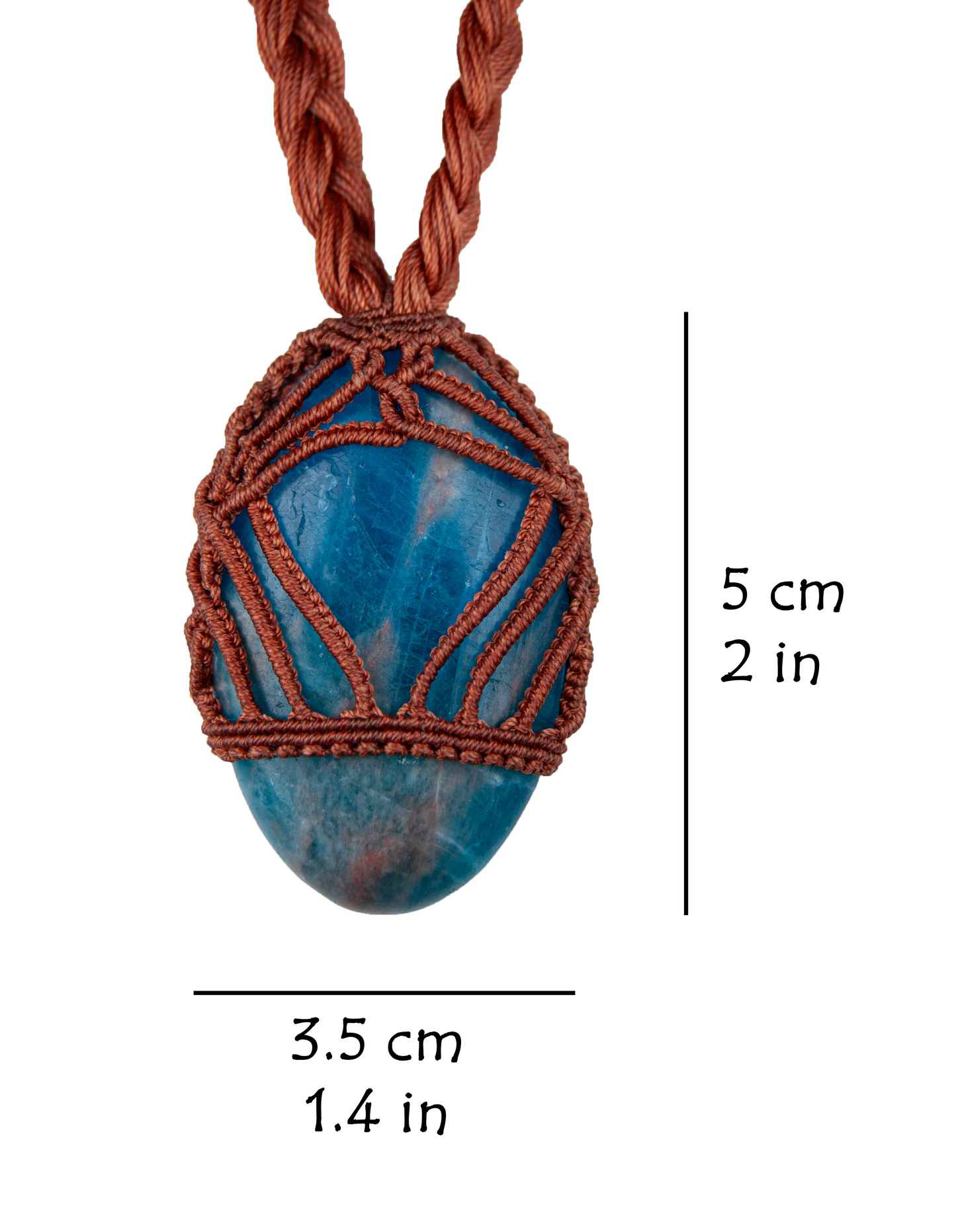 Throat Chakra Apatite Necklace – Handmade Healing Macramé Pendant