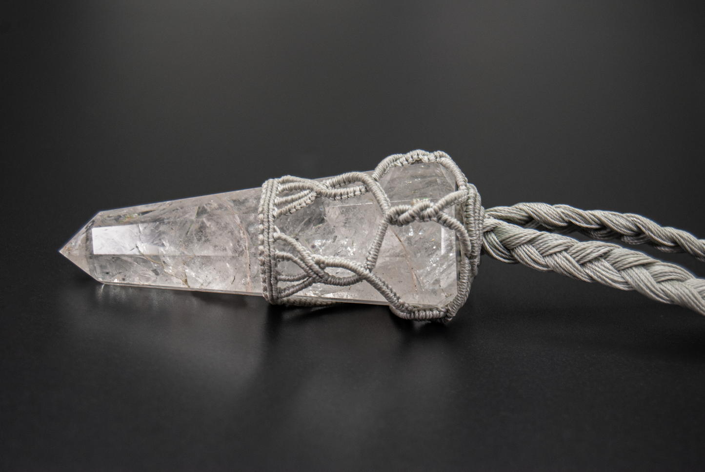 Pure Vision Clear Quartz Pendant – Handmade Crown Chakra Statement Talisman