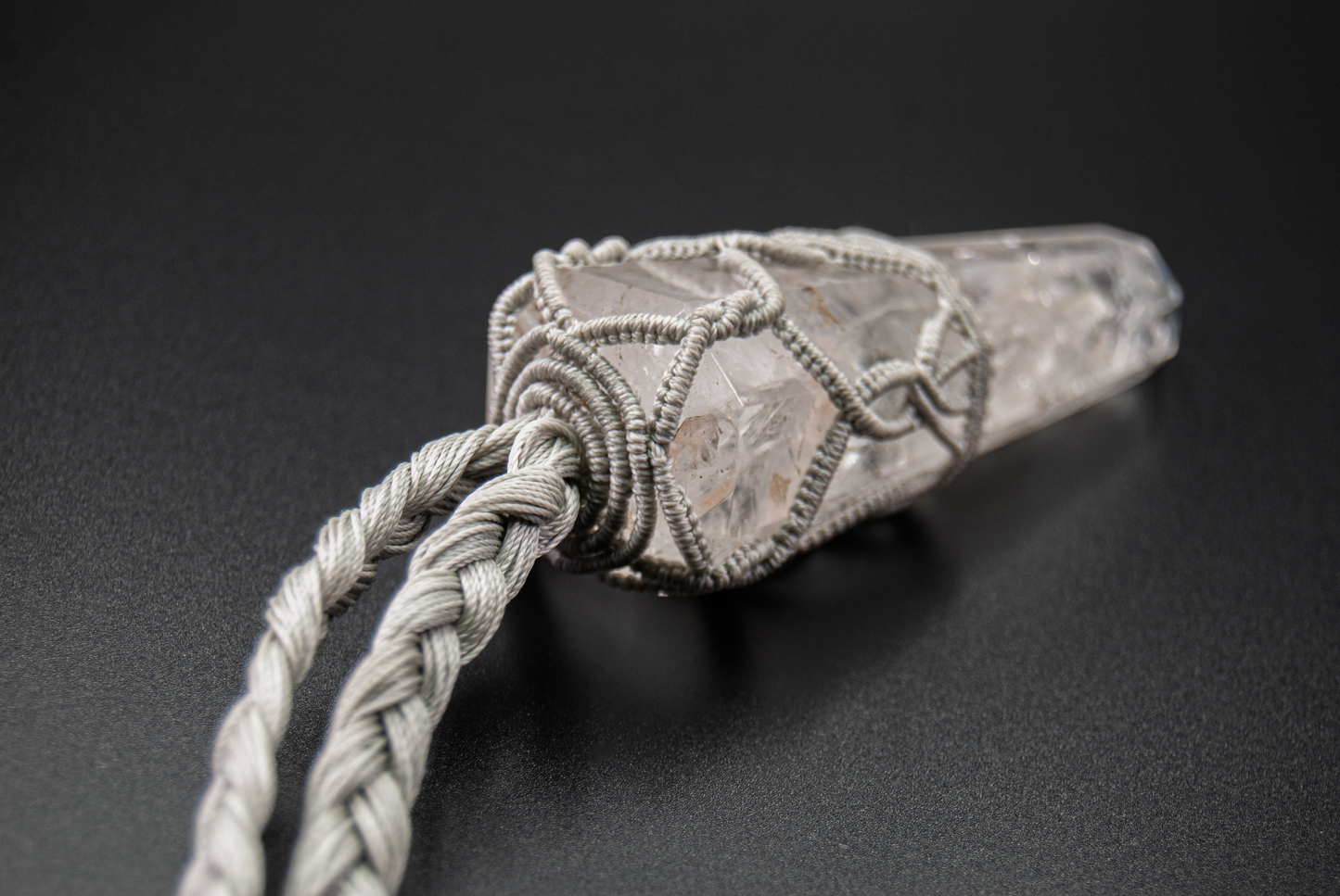 Pure Vision Clear Quartz Pendant – Handmade Crown Chakra Statement Talisman