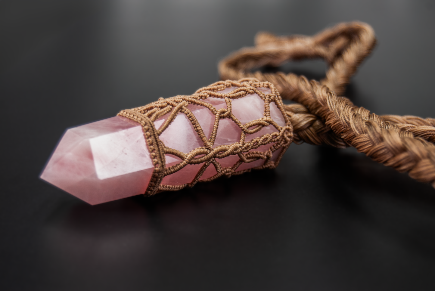 Sacred Rose Quartz Point Pendant – Handmade Healing Necklace