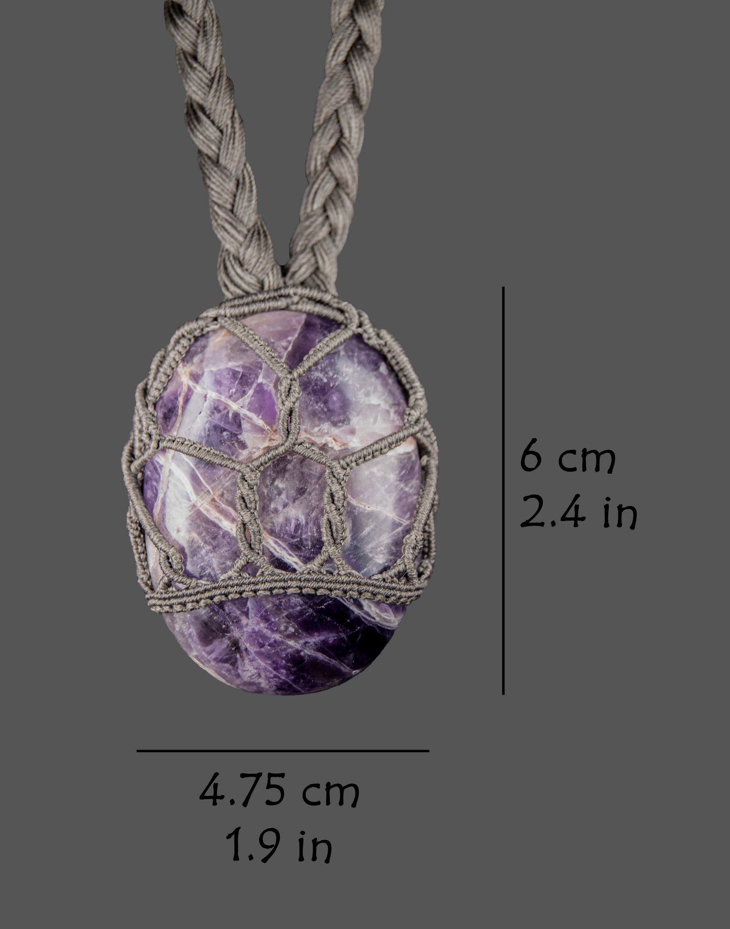 Crown Awakening Amethyst Necklace – Unique Handmade Macramé Pendant
