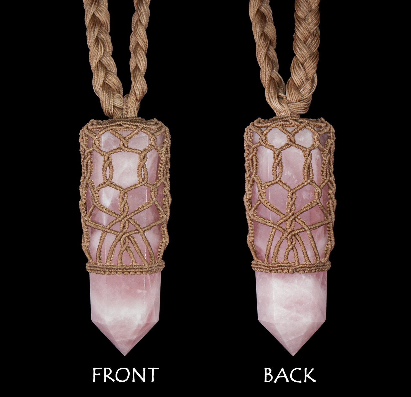 Sacred Rose Quartz Point Pendant – Handmade Healing Necklace