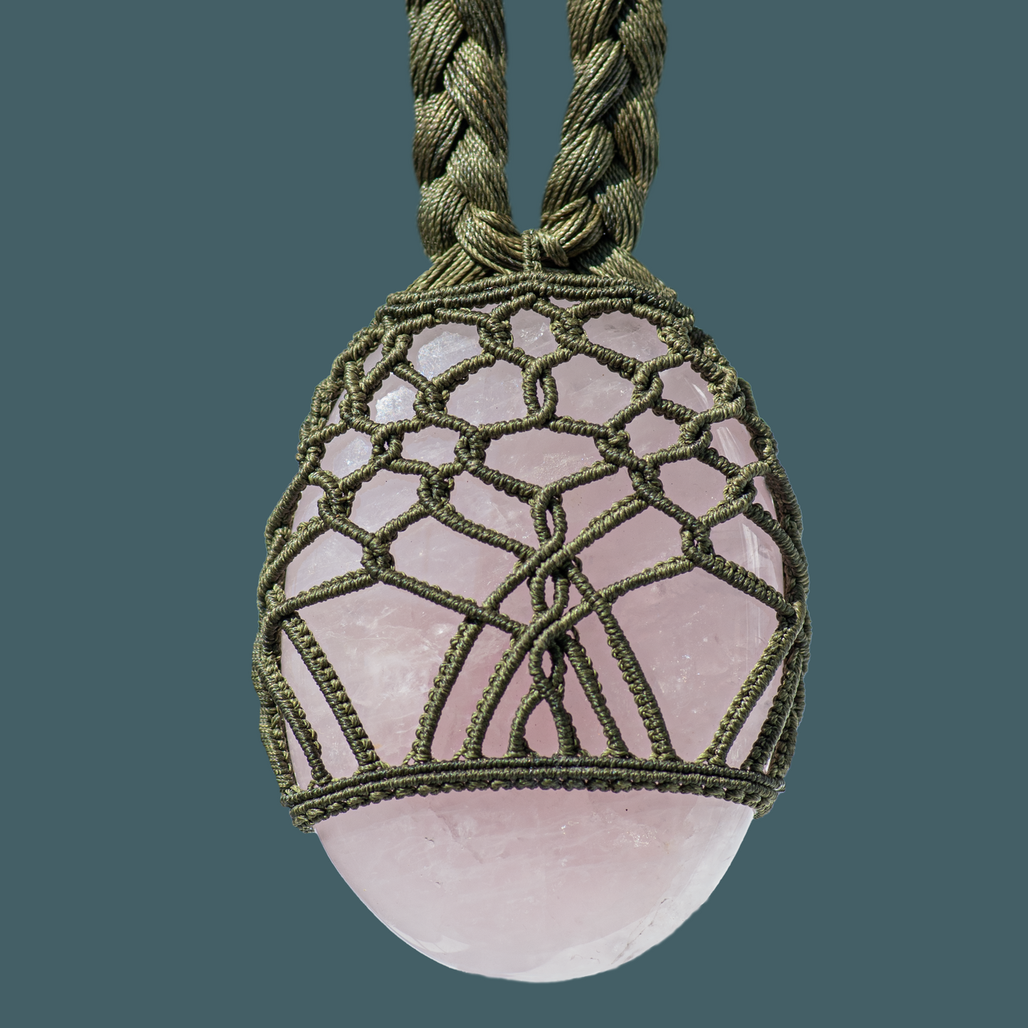 Divine Love Rose Quartz Pendant – Unique Handmade Healing Necklace
