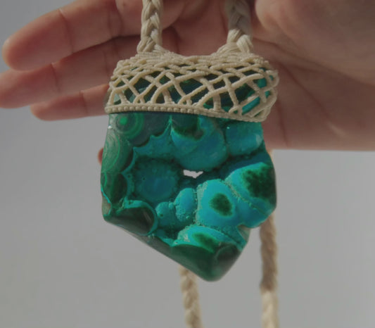 Tranquil Power Chrysocolla Malachite Pendant – Handmade Emotional Healing Necklace