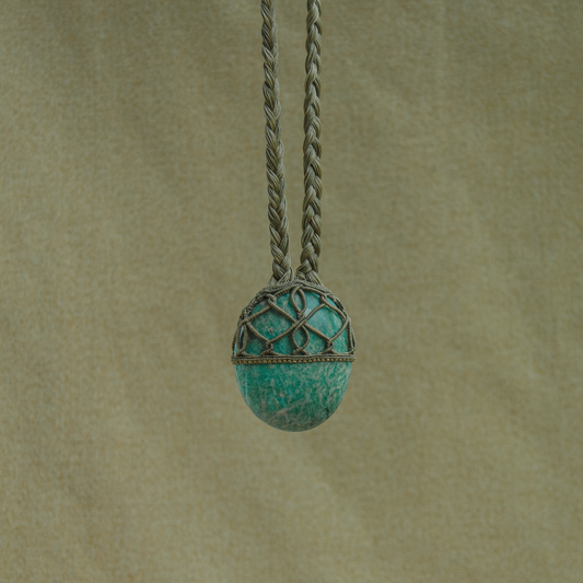 Soul Expression Amazonite Necklace – Handmade Heart and Throat Chakra Pendant