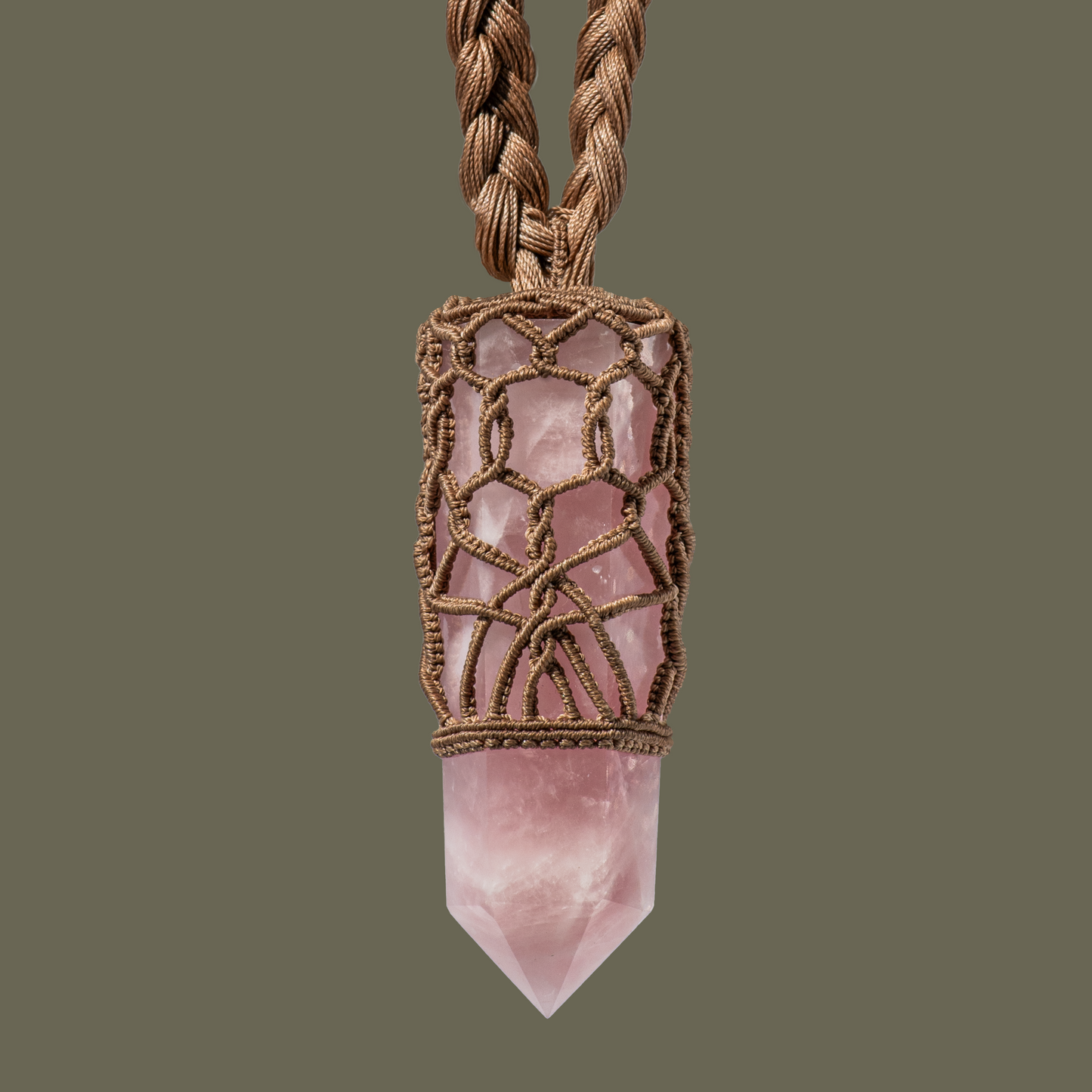 Sacred Rose Quartz Point Pendant – Handmade Healing Necklace